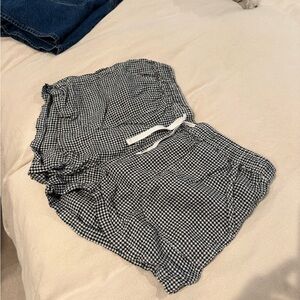 Quince Black and White Checkered Shorts